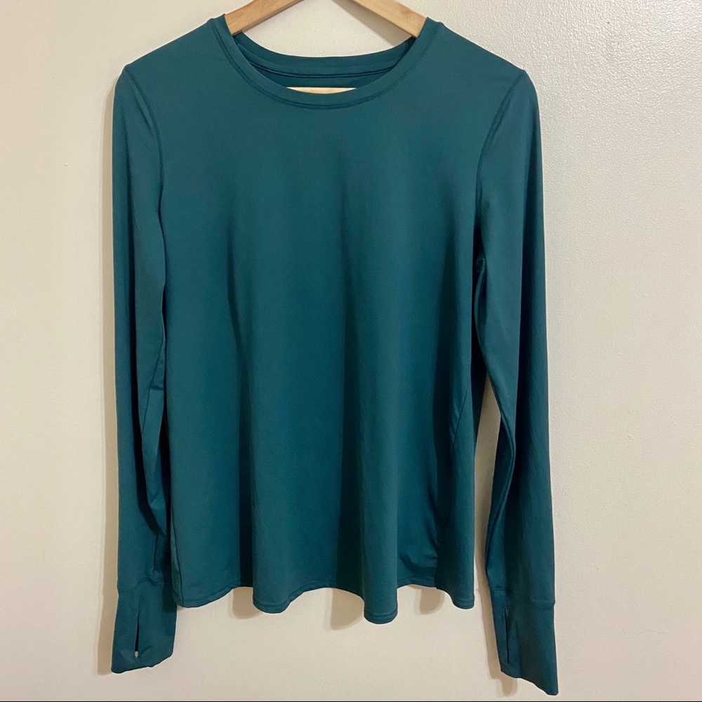 Athleta Long Sleeved Top Criss Cross Back Teal S